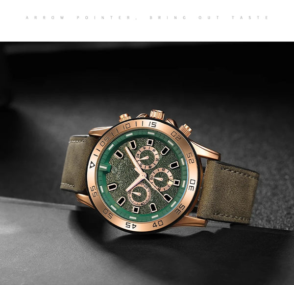 OCHSTIN Men’s Quartz Watch – Waterproof, Leather Strap, 24-Hour Display, Multifunction Classic Wristwatch