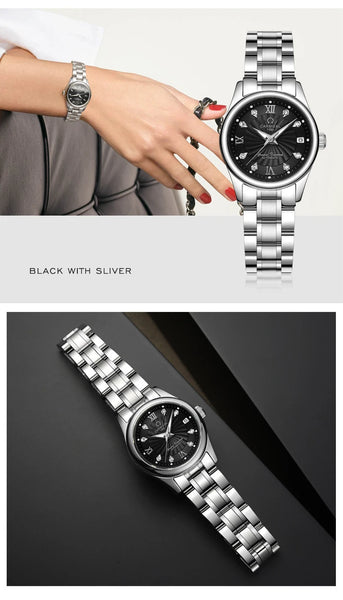 CARNIVAL Women’s Automatic Watch – Luxury Sapphire Mechanical, Calendar, Luminous, Waterproof Reloj Mujer