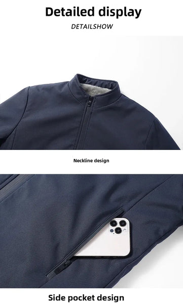 Thickened Fleece Jacket for Men – Ideal for Middle-Aged & Elderly Comfort