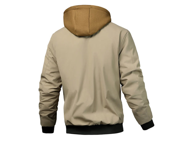 Men's Warm Bomber Jacket – Autumn Winter Hooded Windbreaker, Hiking Parka, Thermal Zip