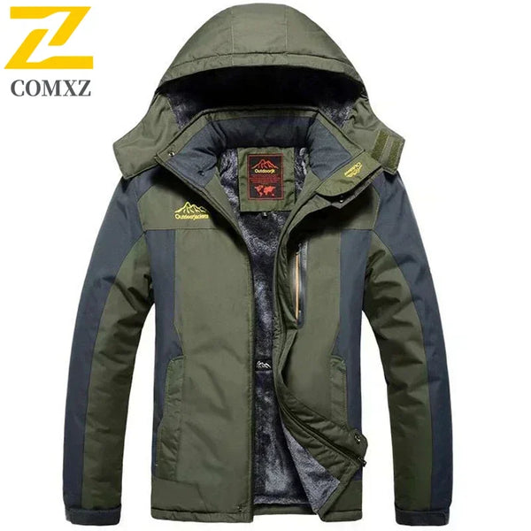 Men’s Army Green Winter Jacket – Waterproof Fleece Parka, Windbreaker, Plus Size 9XL Coat
