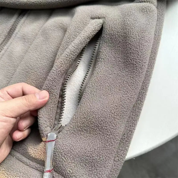 Norway Men’s Winter Fleece Jacket Coat – Thick Warm Casual Zip-Up, Stand Collar, Ameika Style