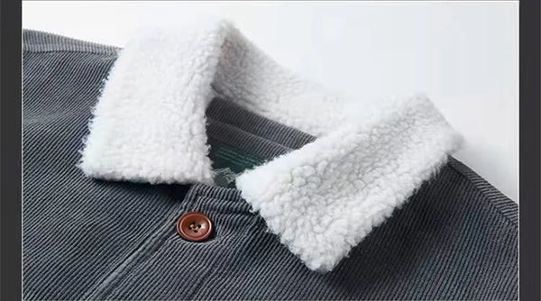 High Quality Corduroy Cotton Jacket For Men Winter Plus Velvet Jacket Casual Tooling Parka Retro Short Lamb Plush Coats