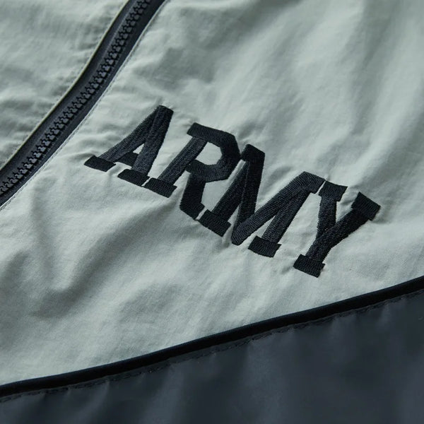 Men’s Vintage Bomber Jacket – Grayish Green, Hooded, Windproof, Quick-Dry, Reflective Training Coat