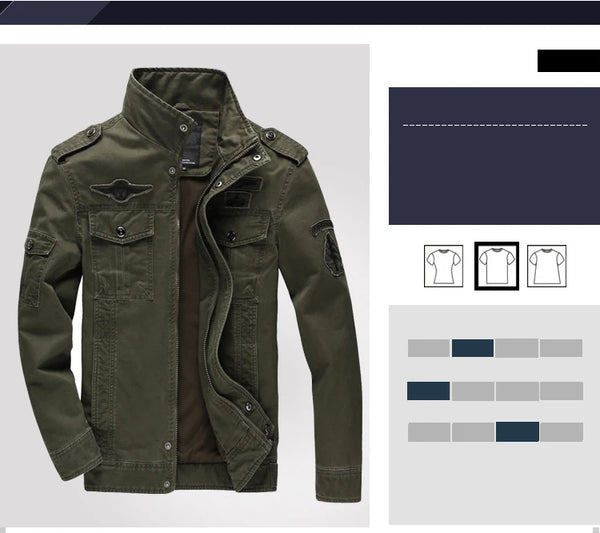 Air Force One Inspired Cargo Jacket – Men’s Army Style, M–6XL Sizes