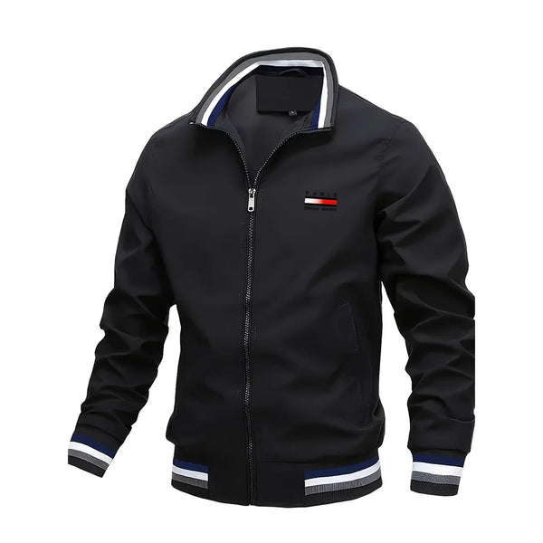 Men's Oversized Bomber Jacket – Spring Autumn Varsity Coat, Zipper, Stand Collar, Designer