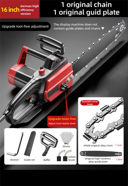 16 Inch High Power Electric Chain Saws Handheld Woodworking Cutting Wood Electric Saws Electric Chain Saw For Felling Cutting