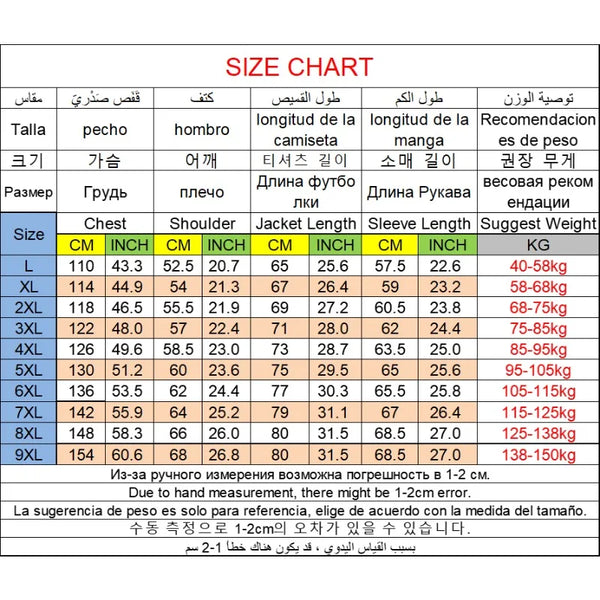 Men's Plus Size Bomber Jacket – 7XL–9XL Zipper Coat, Autumn Winter Outerwear