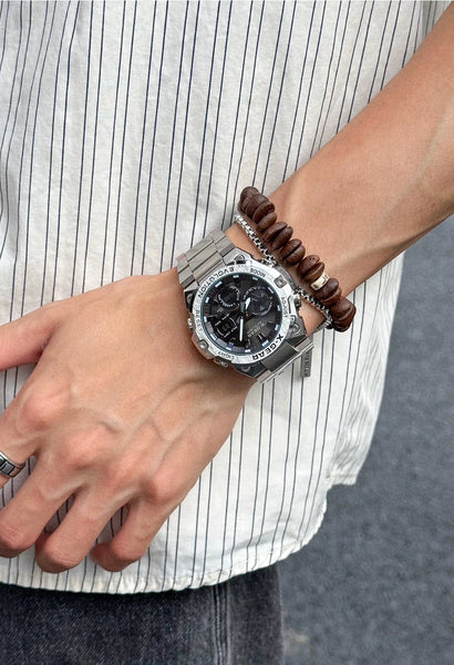 Men’s Eco Drive Watch – Solar + Motion Power, Multifunctional Chronograph