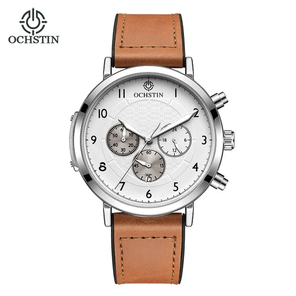 OCHSTIN Commander Men’s Watch – Quartz Movement, Magnetic Buckle, Waterproof, Leather-Rubber Strap