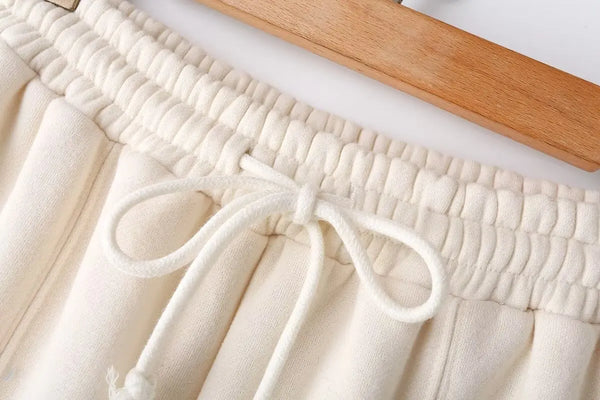 HH Women's 2-Piece Tracksuit Set – Retro Solid Color Bomber Jacket Sweatshirt + High-Waisted Lace-Up Velvet Pants