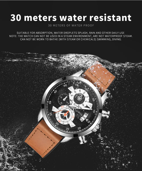 OCHSTIN Men’s Quartz Watch – Waterproof, Leather-Covered Rubber Strap, Classic Casual Wristwatch
