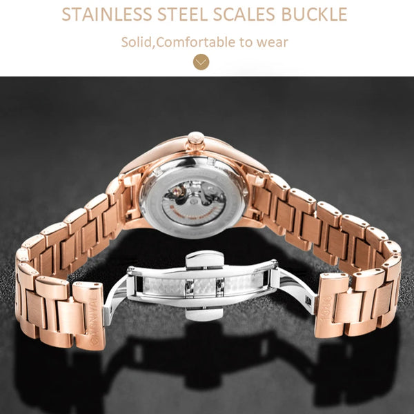 CARNIVAL Women’s Automatic Watch – Rose Gold, Stainless Steel, Calendar, Luminous, Waterproof Mechanical 8685