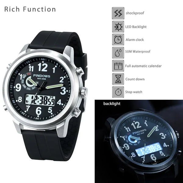 Men's Luxury Sport Watch 2024 – Waterproof Steel Case, Large Dial, Quartz Electronic Movement