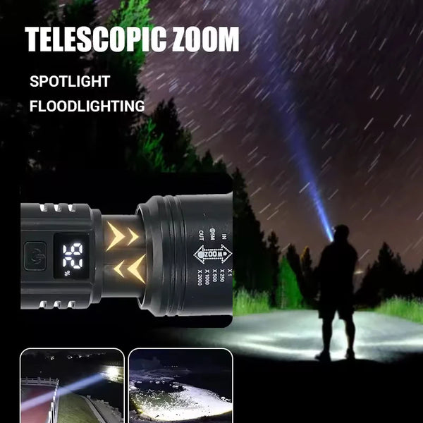 5000LM Powerful P70 Led Flashlights Ultra Bright Tactical Light Emergency Spotlights Telescopic Zoom Light Built-in Battery