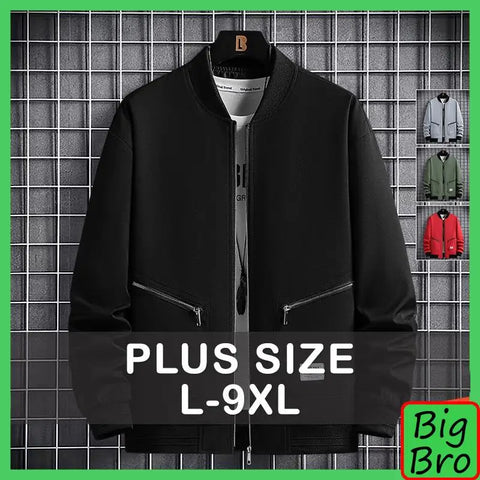 Men's Plus Size Bomber Jacket – 7XL–9XL Zipper Coat, Autumn Winter Outerwear