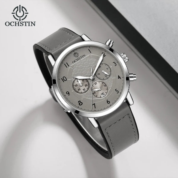 OCHSTIN Commander Men’s Watch – Quartz Movement, Magnetic Buckle, Waterproof, Leather-Rubber Strap