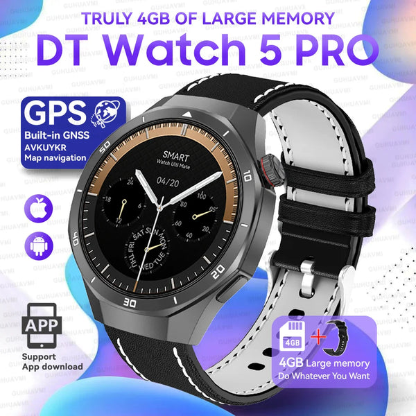 2025 For Android iOS Watch DT5pro Smart Watch 4GB Big Memory GPS Navigation MP3/MP4 Player APP Download Sports trackr Smartwatch