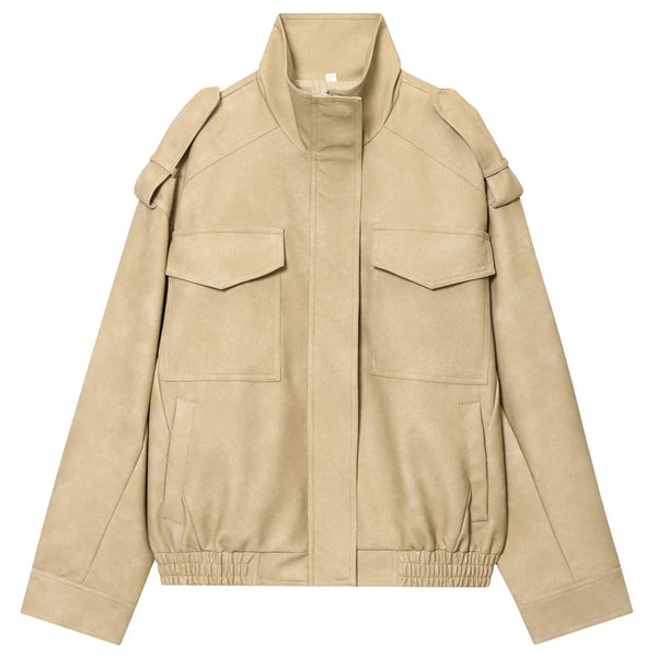 HXAO Leather Jacket Women Autumn Oversized Bomber Jacket New In Coats & Jackets Stand Collar Long Sleeve Tops Fashion Outerwear