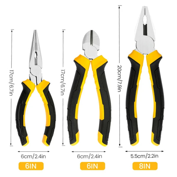 🧰 Household Heroes: 3 Essential Pliers for Every Fix
✨ Grip, Snip, Precision—All in One Set
🔧 Power Trio: Wire, Needle-Nose & Diagonal Pliers
💪 Built for DIY: 8", 6", and Diagonal Pliers That Deliver
🛠️ The
