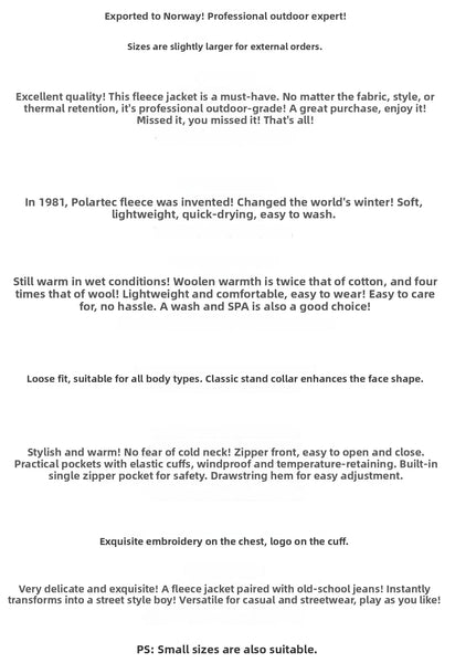 Norway Men’s Winter Fleece Jacket Coat – Thick Warm Casual Zip-Up, Stand Collar, Ameika Style