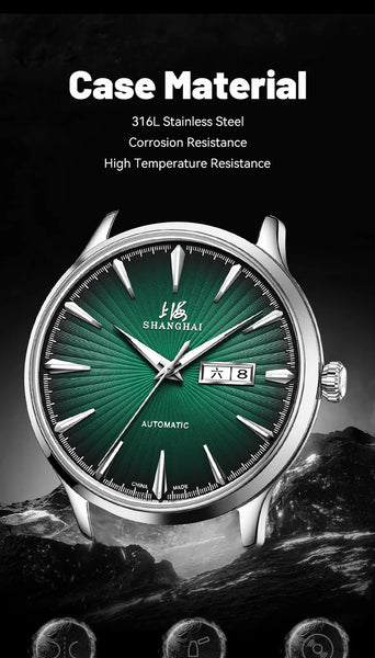 Shanghai Men's Luxury Automatic Watch – Sapphire, Double Calendar, Waterproof