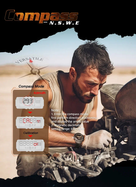 The NORTH EDGE MARS Pro is a rugged, multifunctional digital watch designed for outdoor enthusiasts, military use, and adventure seekers. It features a carbon fiber case, altimeter, barometer, compass, and 50M water resistanc