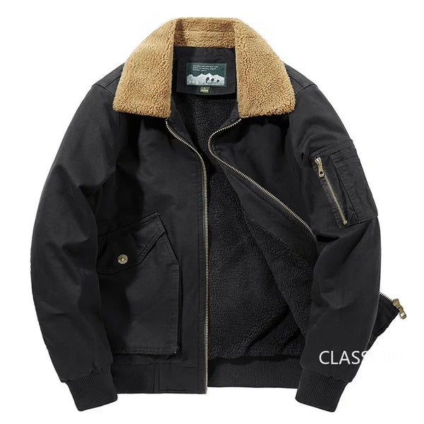Men’s Winter Bomber Jacket – Fleece-Lined, Warm Cotton Parka, Casual Down Coat, Size 5XL