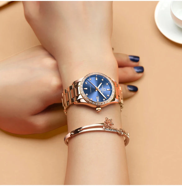 CARNIVAL Women’s Automatic Watch – Rose Gold, Stainless Steel, Calendar, Luminous, Waterproof Mechanical 8685