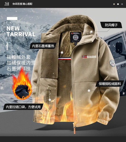 Men’s Winter Lamb Wool Jacket Retro Sports Style Thick Warm Plus Size Casual Coat
