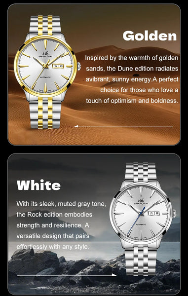 Shanghai Men's Luxury Automatic Watch – Sapphire, Double Calendar, Waterproof