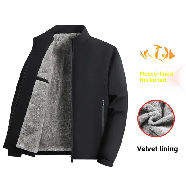 Thickened Fleece Jacket for Men – Ideal for Middle-Aged & Elderly Comfort