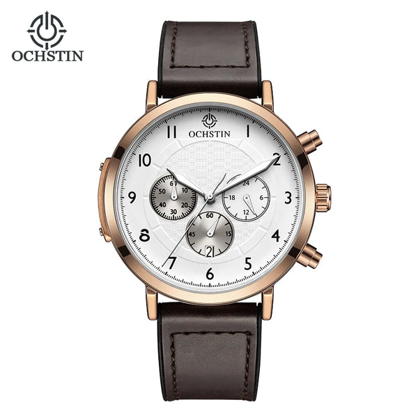 OCHSTIN Commander Men’s Watch – Quartz Movement, Magnetic Buckle, Waterproof, Leather-Rubber Strap