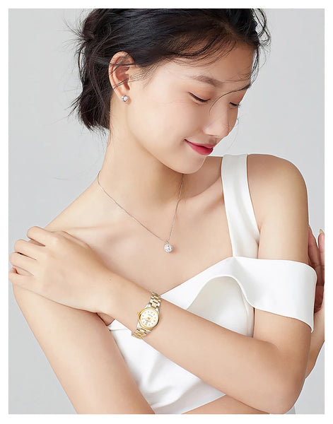 CARNIVAL Women’s Automatic Watch – Luxury Sapphire Mechanical, Calendar, Luminous, Waterproof Reloj Mujer