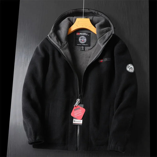 Unisex Winter Fleece Jacket – Thick Double-Layer, Hooded, Cold-Resistant, Norway Style,