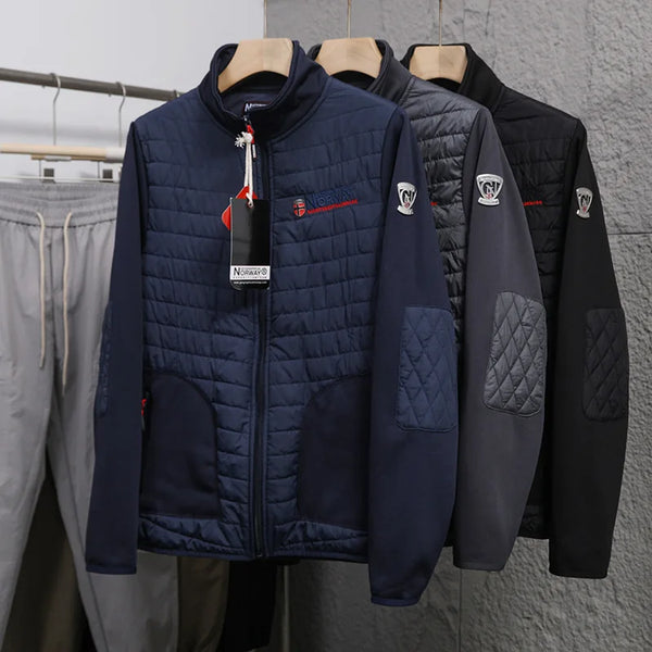 Men's Norway Winter Cotton Jacket – Outdoor Stand Collar Spliced Casual Coat, Warm Padded Outerwear