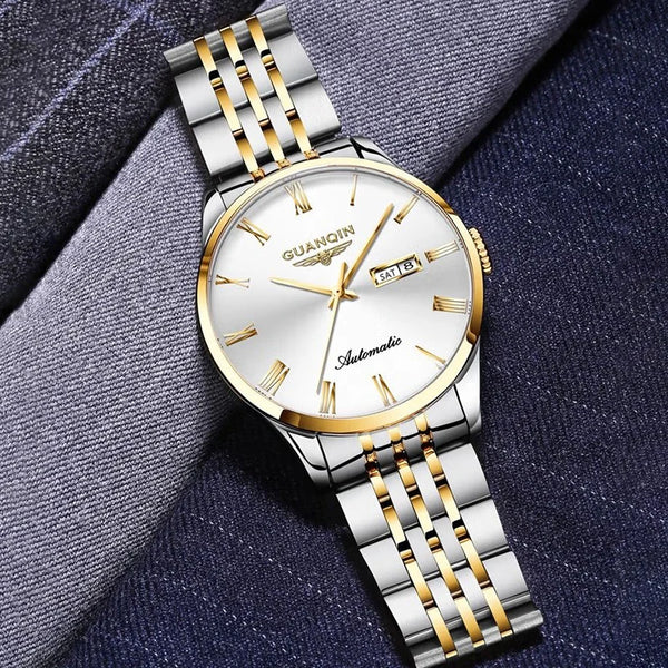 GUANQIN Men's Luxury Automatic Watch – Stainless Steel, Date, Week, Waterproof