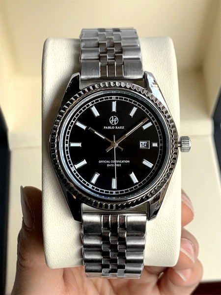 PABLO RAEZ Men's Luxury Silver Watch – SUS304 Steel, Luminous, Waterproof