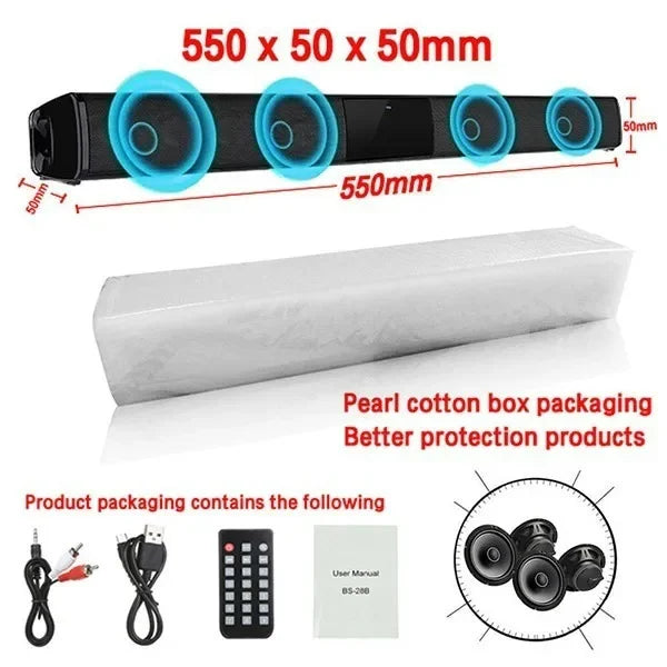 Super Powerful Sound Bar Portable Wireless Bluetooth Speaker Surround Stereo Home TV Sound Box Subwoofer FM Radio caixa de som