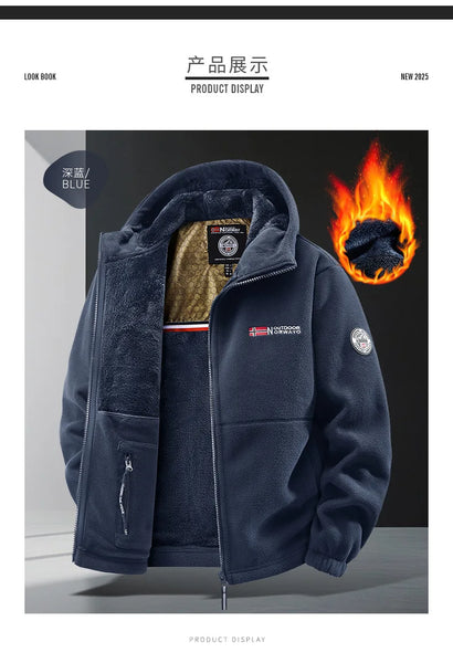 Men’s Winter Lamb Wool Jacket Retro Sports Style Thick Warm Plus Size Casual Coat