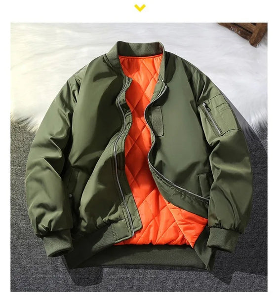 Men’s MA-1 Bomber Jacket – Retro Oversized Baseball Coat, Functional Short Jacket, American Brand Style