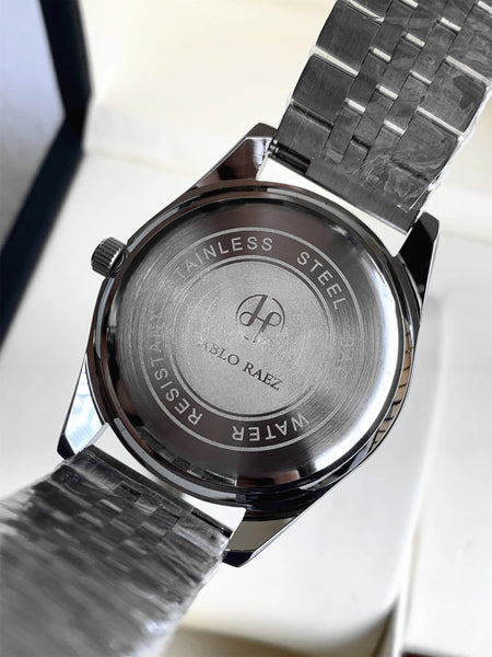 PABLO RAEZ Men's Luxury Silver Watch – SUS304 Steel, Luminous, Waterproof