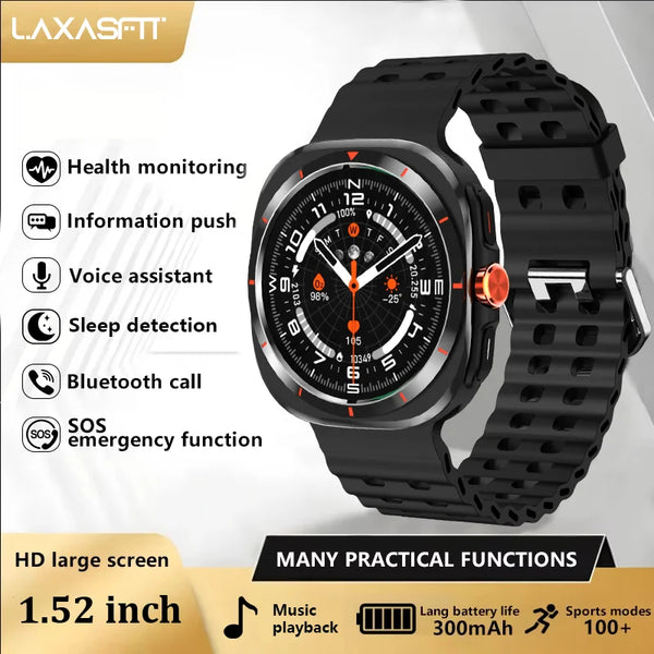 LAXASFIT 1.52" Smart Watch – Bluetooth Calling, Heart Rate & Fitness Tracker for Men & Women