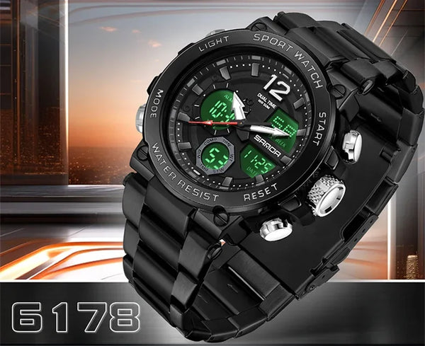 Solar-Powered Business Watch – Dual Display, Steel Band, Luminous Hands