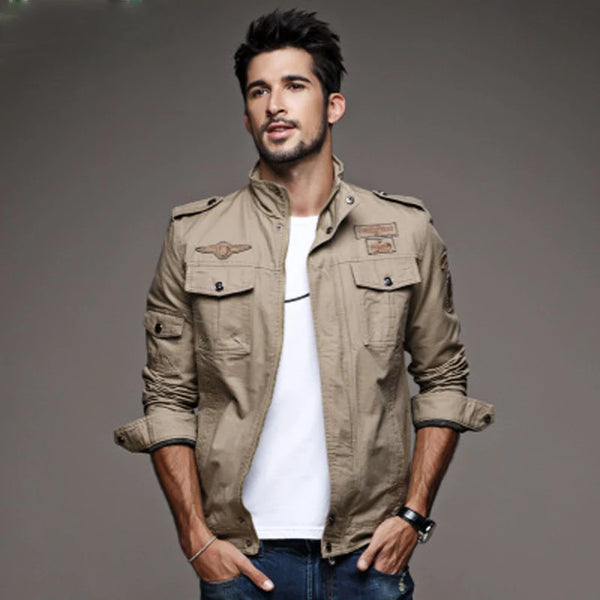 Air Force One Inspired Cargo Jacket – Men’s Army Style, M–6XL Sizes
