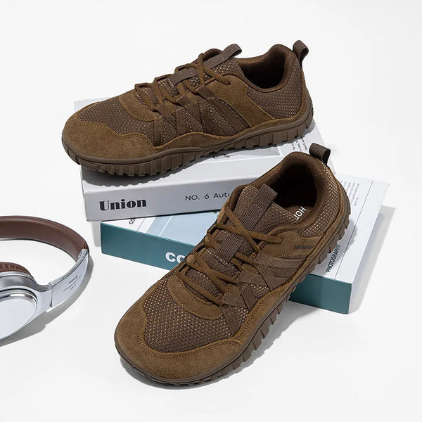 HOBIBEAR Wide Toe Walking Shoes – Non-Slip Mesh Sneakers for Men & Women, Breathable Lace-Up Outdoor Running Footwear