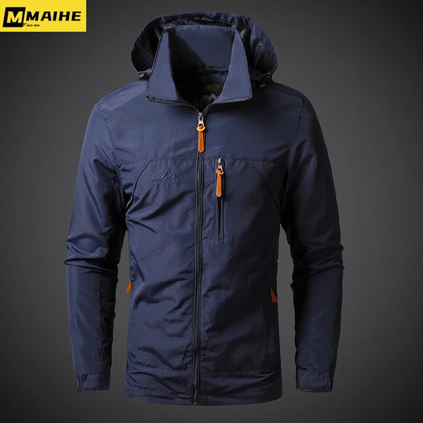 Men's Waterproof Military Windbreaker Jacket – Hooded Combat Bomber Coat for Autumn Outdoor Hiking & Biking