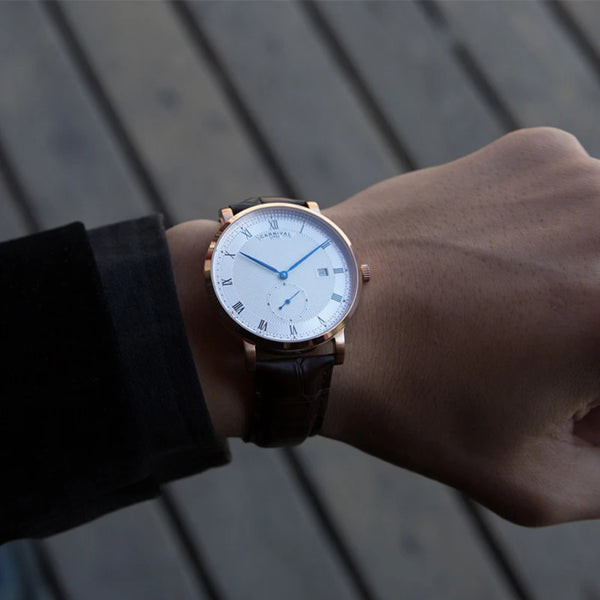 Carnival Men’s Luxury Watch – Automatic Mechanical, Waterproof, Rose Gold/Silver, Calendar