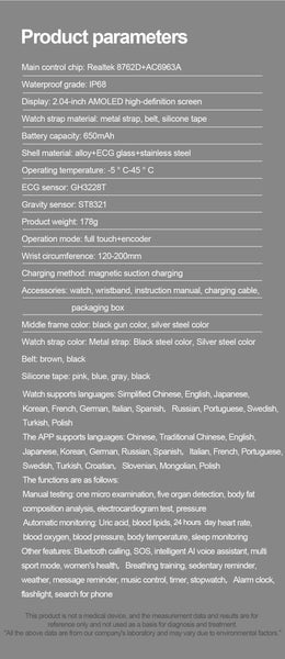 2025 New For Xiaomi Five organ examination Smart Watch Men ECG+PPG Uric Acid Blood Fat Bluetooth Call Sports Health Smartwatches