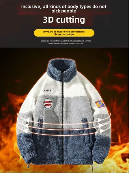 Men’s Casual Wool Jacket – Loose Fit, Shake Fleece, Korean-Inspired Warmth
